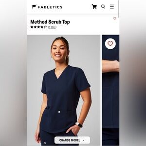 NWOT Fabletics Navy Blue Method Scrub Top Size Large